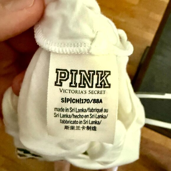 VICTORIA’S SECRET PINK Cropped Shamrocked Long Sleeve Shirt Laced Back, Small - Picture 2 of 3